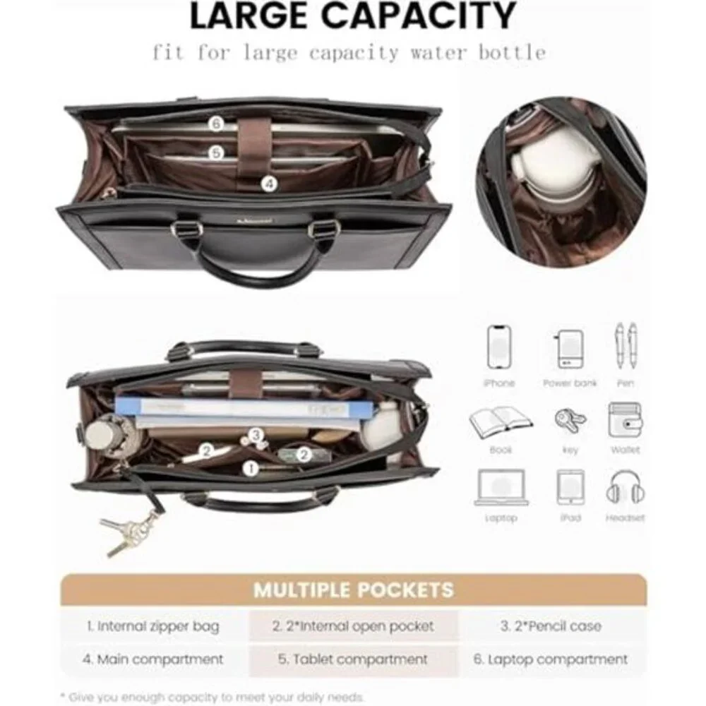 Laptop Tote Bag for Women, Office Work Bag Briefcase fit for 15.6 inch Laptop